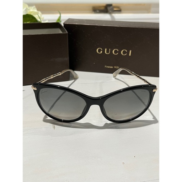 Gucci Accessories - Gucci Women's Polarized Sunglasses Black Frame‎ Gold Detail Designer Eyewear